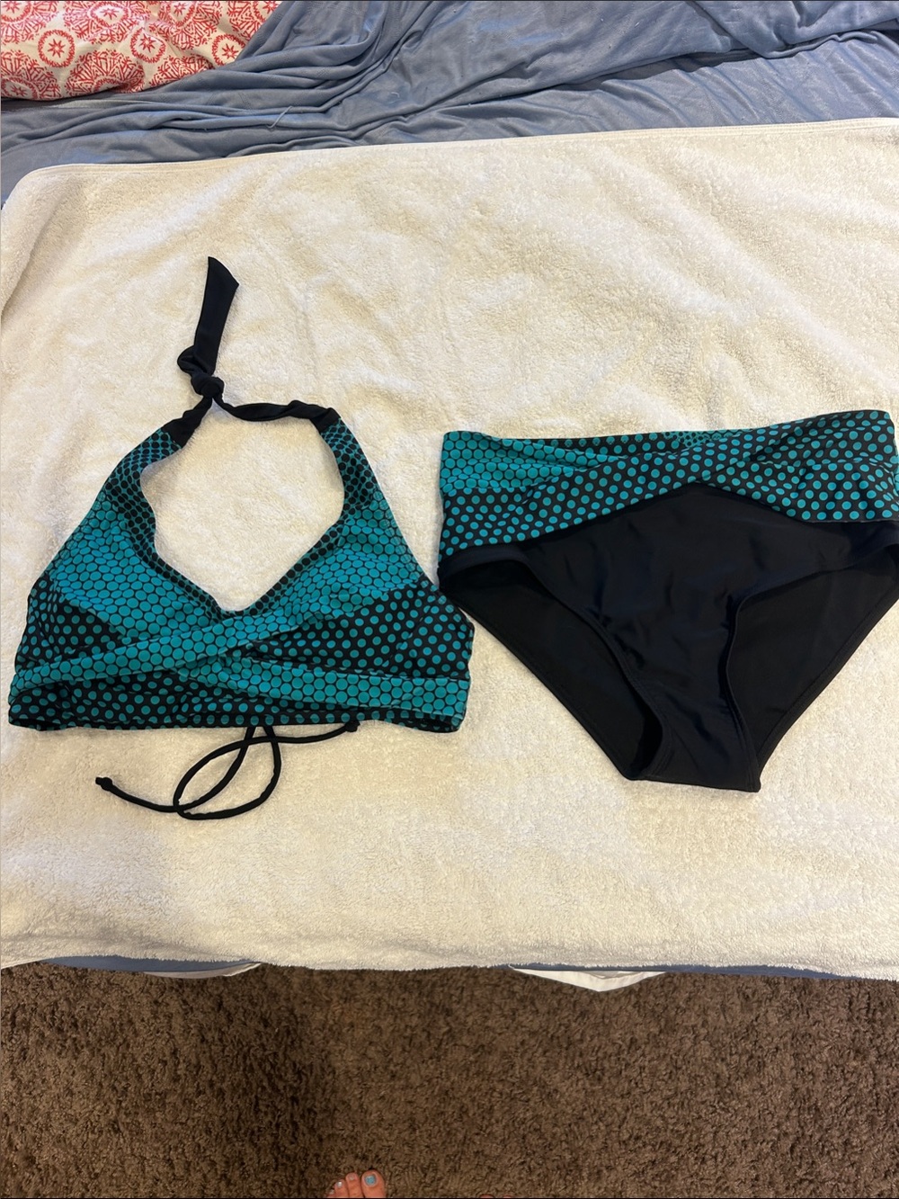 Women’s Teal & Black Halter Bikini Set